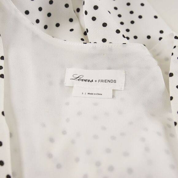 Lovers and Friends Jackson White Deep V Polka Dot Tie Waist Jumpsuit Womsn Sz S - Picture 7 of 10